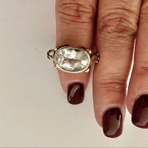 Lagos Caviar Large White Topaz Ring